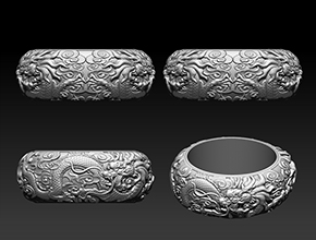 手镯龙雕刻花精雕图_享刻K20手镯雕刻机