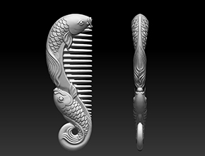 鲤鱼梳子玉石雕刻精雕图_玉石工艺品雕刻机厂家