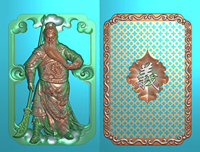 关羽双面浮雕精雕图纸_享刻玉石雕刻机厂家