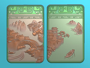 白玉山水牌玉石精雕图纸_享刻玉石雕刻机厂家