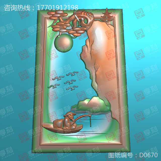 翡翠老人山水玉石模型图