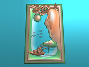 翡翠老人山水玉石模型图_享刻玉石雕刻机厂家