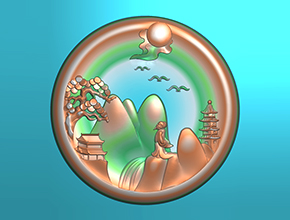 李白山水玉石精雕系列精雕图_家用玉雕机精雕图