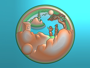 李白与书童山水精雕模型图_玉石加工设备厂家赠