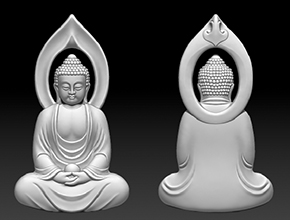 翡翠佛祖立体吊坠精雕图_玉石加工电脑精雕图