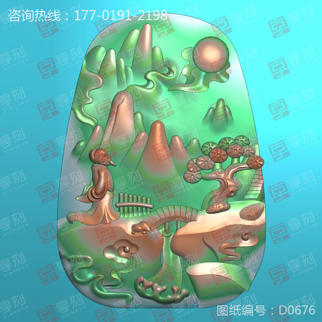 翡翠风景浮雕精雕图模型