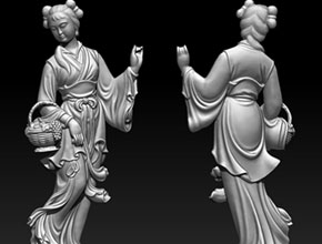 何仙姑立体摆件3D模型精雕图_玉石加工设备厂家