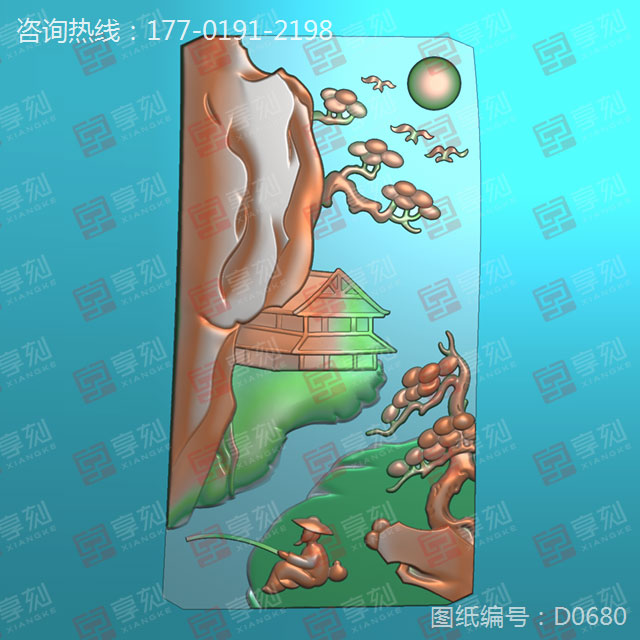 翡翠山水精雕图纸