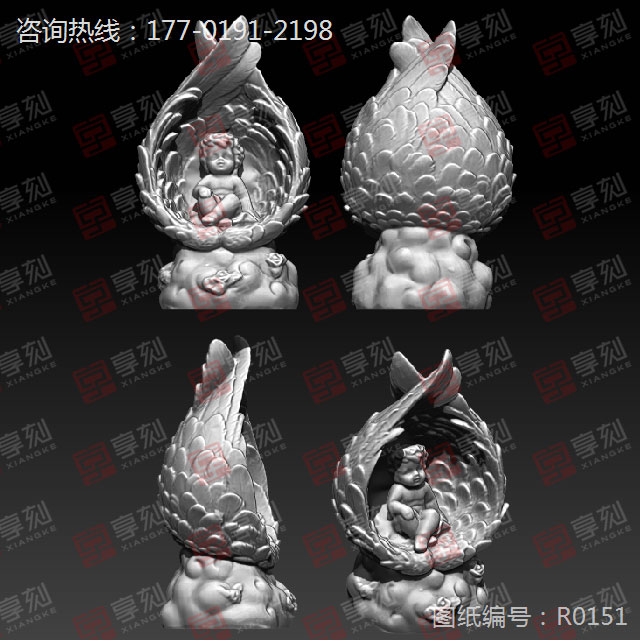 天使宝宝摆件精雕模型图