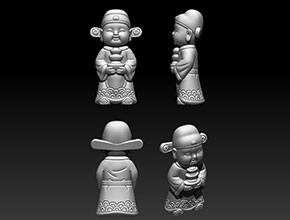 小财神3d精雕图stl模型图_工艺品雕刻机厂家