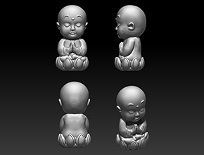 小和尚茶宠立体STL模型三维精雕图_玉石雕刻工具