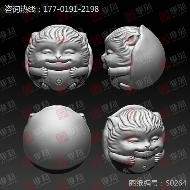 小猫珠子立体STL模型精雕图