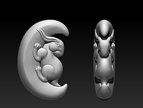 玉兔吊坠体STL模型精雕图__玉石雕刻工具设备厂家