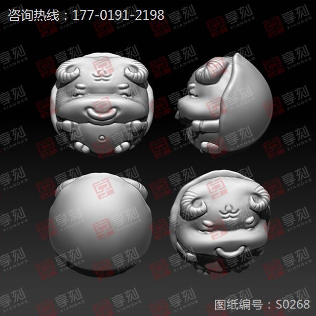 十二生肖金牛珠子精雕模型图