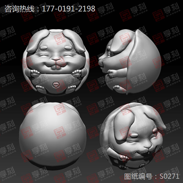 十二生肖兔珠子精雕模型图纸