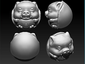 小猪珠子吊坠电脑精雕模型图_小型玉石雕刻机设