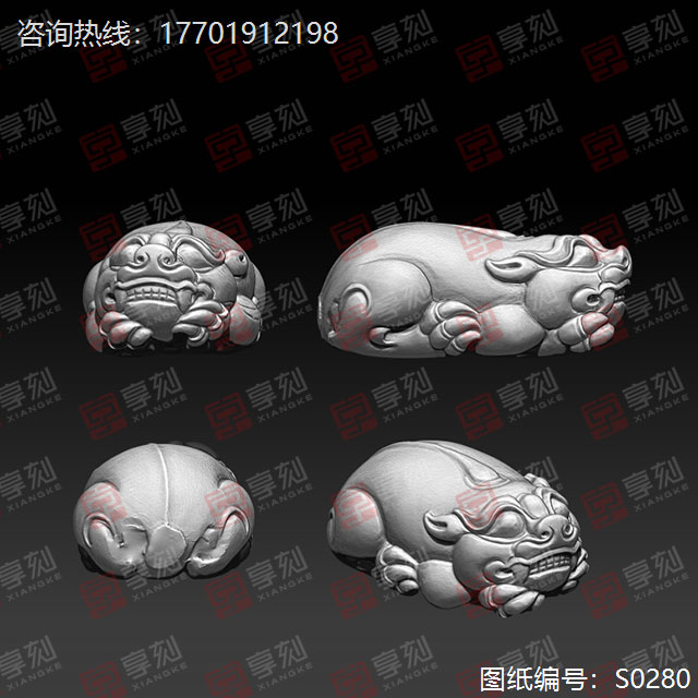 仿手工貔貅电脑精雕模型图