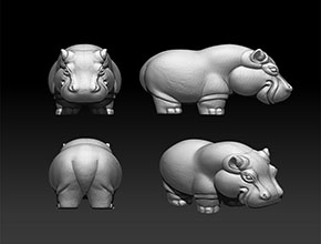 河马动物精雕模型图纸_工艺品雕刻机厂家