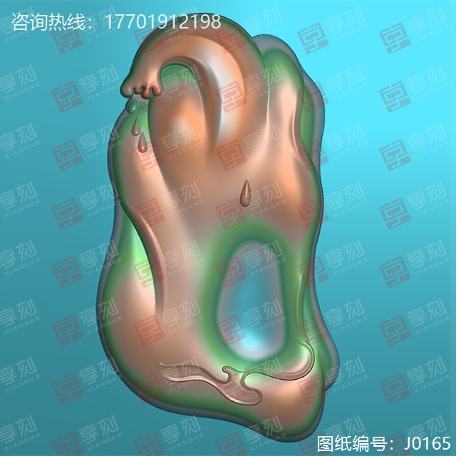 禅意随形翡翠吊坠精雕模型图