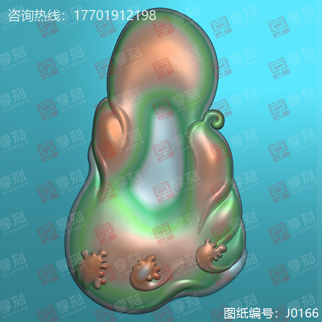 禅意翡翠吊坠精雕模型图