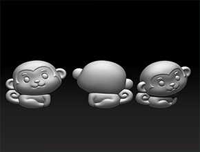 精美小猴首饰吊坠精雕模型图_玉器雕刻机厂家