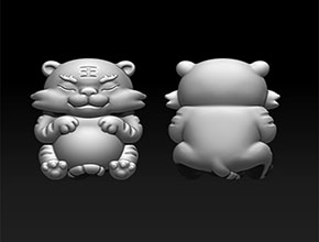 小老虎吊坠精雕模型图_玉器雕刻机厂家