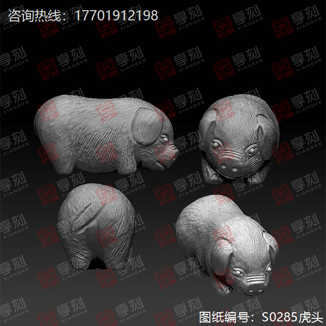 小猪摆件精雕模型图