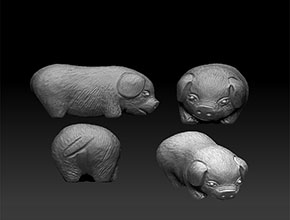 小猪摆件精雕模型图_玉石雕刻机厂家