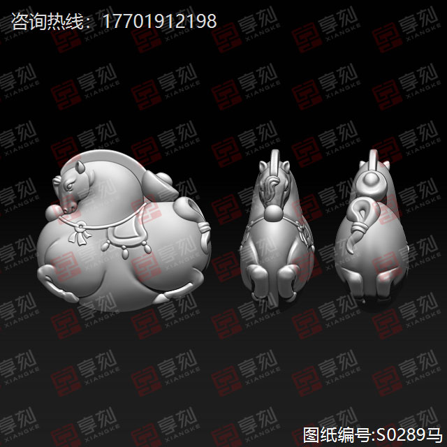 玉雕马上来财精雕模型图