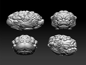 橄榄核狮子核雕电脑精雕模型图_珠子核雕自动雕