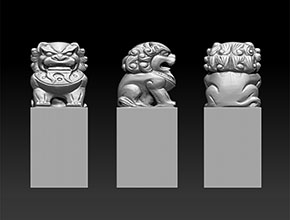 寿山石狮子印章玉雕模型精雕图_全自动印章雕刻
