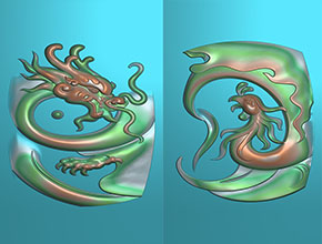 龙凤玉雕对牌模型精雕图_玉石雕刻机厂家