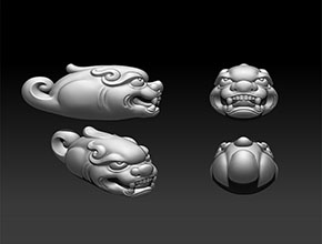 古代兽手把件精雕图模型图_玉石珠子雕刻机厂家