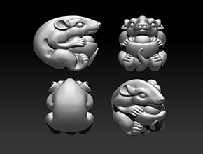 鼠元宝手把件玉石精雕模型图_玉石电脑雕刻机厂