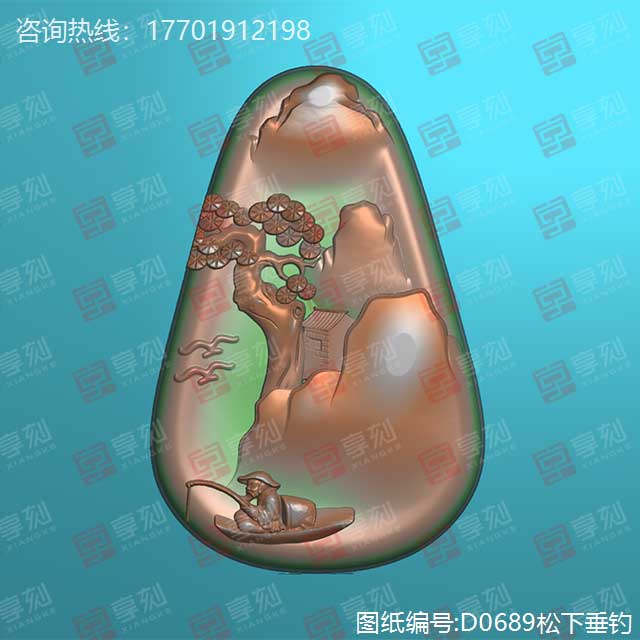 仿古山水电脑玉石精雕图