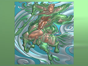 战马与关羽电脑精雕图_玉石雕刻机厂家