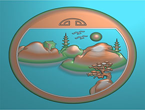 山水圆牌吊坠玉雕图纸_全自动玉石雕刻机厂家