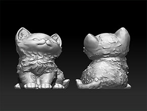 小花猫摆件STL模型精雕图_玉石工艺品雕刻机厂家