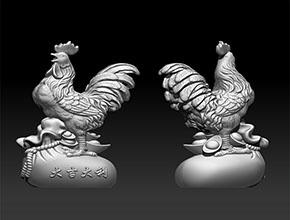 雄鸡摆件STL模型精雕图_立体玉石雕刻机厂家