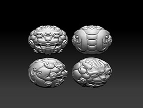 狮子珠子文玩手串雕刻模型精雕图_立体珠子雕刻