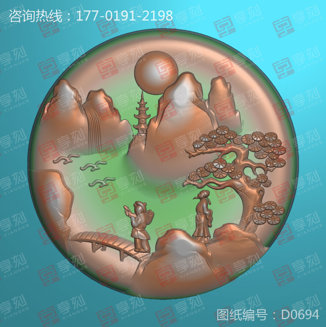 山水玉石精雕图纸模型图