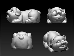 福猪摆件精雕stl模型图_工艺品雕刻机厂家