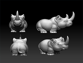 可爱犀牛摆件电脑玉雕3d模型图_立体玉石雕刻机