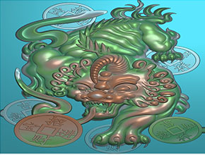 铜币钱貔貅款玉雕图纸下载_数控玉石雕刻机厂家