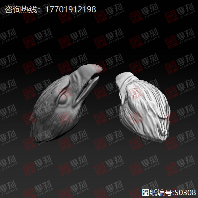 鹰头吊坠精雕模型STL玉雕电脑