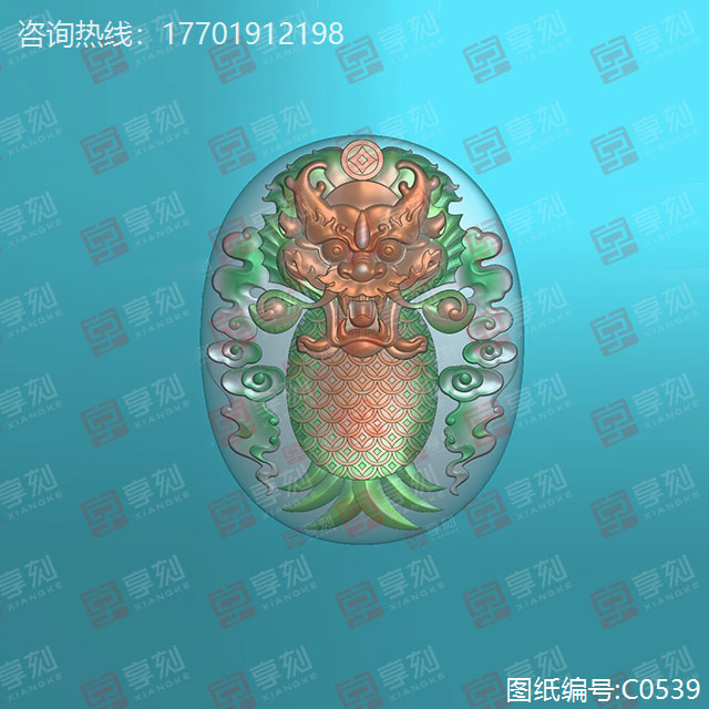 菠萝龙神玉雕精雕图纸