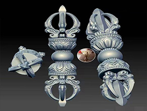 金刚杵降法器玉雕精雕图纸_电脑玉石雕刻机厂家