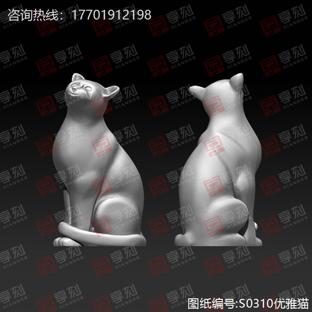 琉璃猫摆件雕刻模型图纸