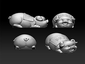 招财猪手把件摆件玉石精雕图_电脑玉石雕刻机厂