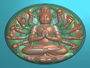 千手观音圆牌玉雕电子图纸_电脑玉石雕刻机厂家